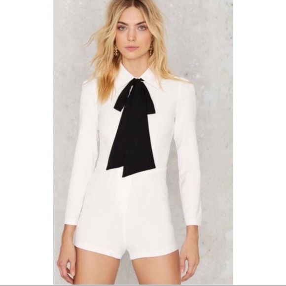 Nasty Gal Pants - Lioness Black White jumper jumpsuit Nasty Gal XS